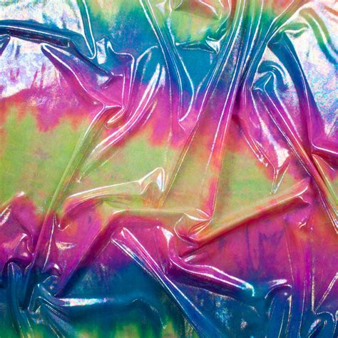 Oil Slick Metallic Overlay on Tie Dye Nylon/Spandex